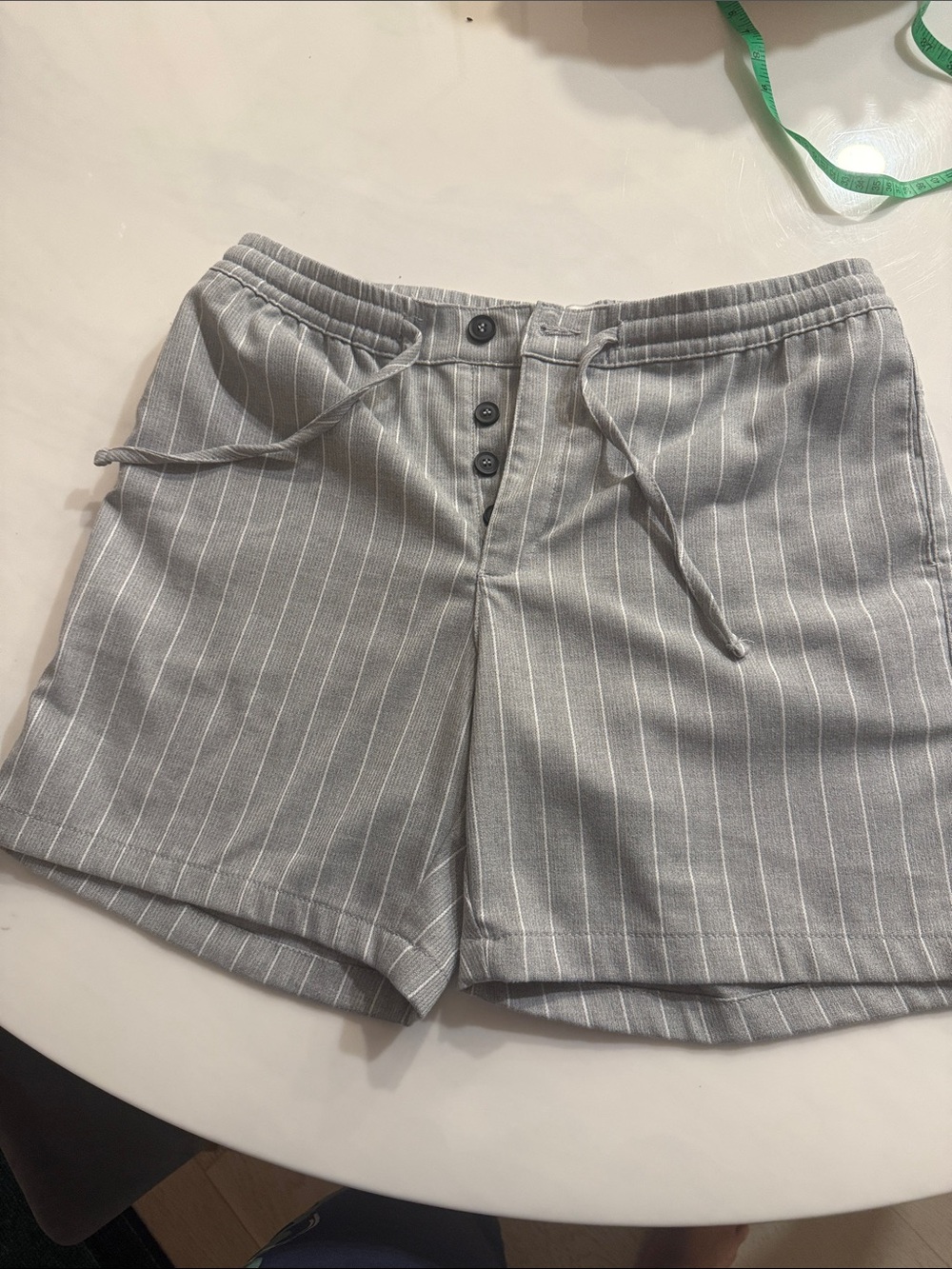 Topman Gray Pinstripe Flat Front Shorts